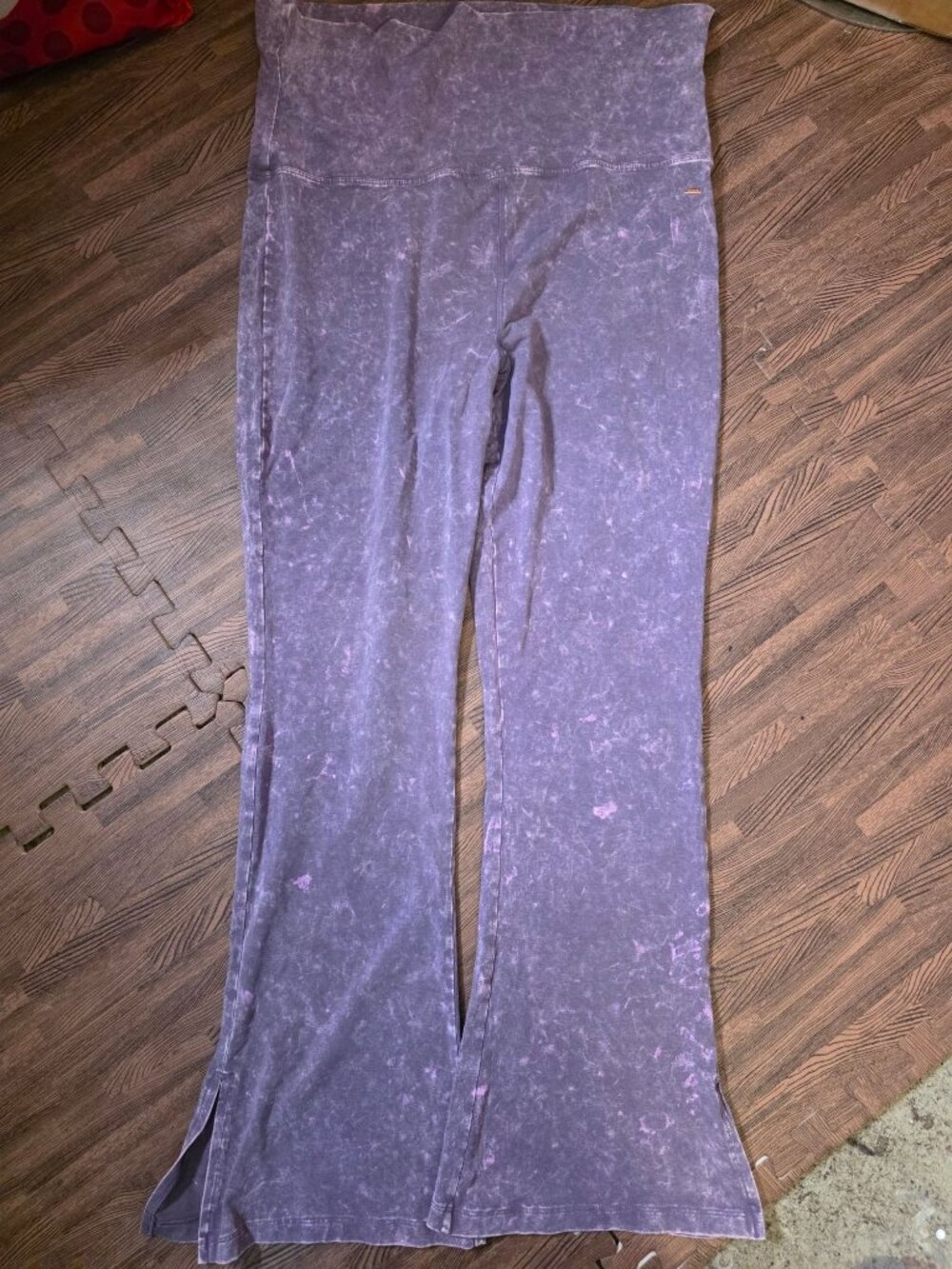Victorias Secret Pink Acid Wash Flared Yoga Pants XXL Cotton Blend Purple